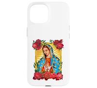 Our Lady Virgen De Guadalupe Saint Virgin, Red Rose Flower Carcasa para iPhone 15