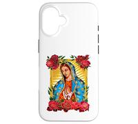 Our Lady Virgen De Guadalupe Saint Virgin, Red Rose Flower Carcasa para iPhone 16