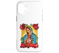 Our Lady Virgen De Guadalupe Saint Virgin, Red Rose Flower Carcasa para iPhone 16 Plus