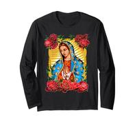 Our Lady Virgen De Guadalupe Saint Virgin, Red Rose Flower Manga Larga