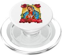 Our Lady Virgen De Guadalupe Saint Virgin, Red Rose Flower PopSockets PopGrip para MagSafe