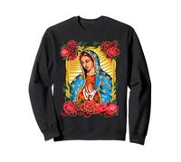 Our Lady Virgen De Guadalupe Saint Virgin, Red Rose Flower Sudadera