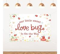 Our Little Sweet Love Bug is on the Way - Telón de fondo de mariquita para baby shower, decoración de jardín, insectos, hongos, decoración de revelación de género, accesorio de cabina de fotos, 5 x 3