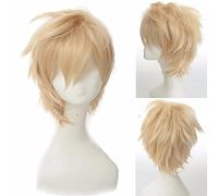 Ouran High School Host Club Tamaki Suou Light Golden Short Cosplay Wig layered synthetic heat resistance full hair + wig cap