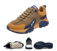 OURBUFAN Tenis ortopédicos cómodos para hombre, impermeables, Air AIP, para caminar, tenis cómodos, anchos, zapatos neutros para correr, Khaki, 42.5 EU