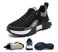 OURBUFAN Tenis ortopédicos cómodos para hombre, impermeables, Air AIP, para caminar, tenis cómodos, anchos, zapatos neutros para correr, Black, 44 EU