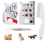 Ourdort Juego de tarjetas de garrapatas, 2 tarjetas de báscula con lupa + pinzas para garrapatas + 1 peine, juego de herramientas para gato de garrapatas, juego de pinzas para eliminar garrapatas para