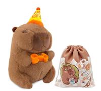 Ourdort Peluche Capibara, 25cm Peluche de Capybara Capibara con Mochila Tortuga, Simulación Capybara, Carpincho Suave de Felpa para Cumpleaños Regalo para niñas y niños