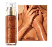 Ourdort Shimmering Body Oil, 85 ml Body Shimmer Oil, Body Shimmer Oil, Body Highlighter Oil, Aceite de brillo corporal para cara y cuerpo, iluminador líquido hidratante y brillante, en bronce dorado