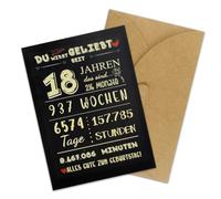 Ourdort Tarjeta de Cumpleaños 18 Años con Sobre de Papel Kraft - para alguien que cumple 18 años - Regalo Original para 18 Cumpleaños para él, ella, hombre, mujer, mejor amigo, amiga