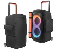 OURHZTB Funda para altavoz compatible con altavoz portátil JBL PartyBox 520, bolsa de almacenamiento suave para viajes al aire libre con bolsillos con ventana con cremallera para cargador, micrófonos