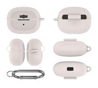 OURHZTB Funda protectora de silicona compatible con auriculares SHOKZ OpenDots ONE, suave, a prueba de golpes, anticaídas, funda protectora con llavero (gris)