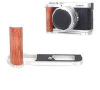 OURHZTB Mango de metal en L para cámara Panasonic Lumix L10 DC-L10, agarre de madera con placa de liberación rápida tipo Arca, soporte de trípode y apertura de compartimento de batería (plateado)