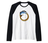 Ouroboros Comiendo Trucha Arco Iris Tiempo Vuela Cuando Pesca Camiseta Manga Raglan