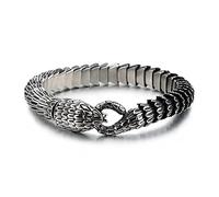 Ouroboros - Jormungandr - Pulsera vikinga para Hombre, Acero Inoxidable, Hecha a Mano, Estilo Punk Vintage, Cadena de muñeca de Serpiente