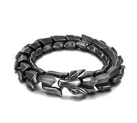 Ouroboros - Jormungandr - Pulsera vikinga para Hombre, Acero Inoxidable, Hecha a Mano, Estilo Punk Vintage, Cadena de muñeca de Serpiente