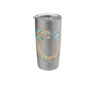 Ouroboros Quetzalcóatl Serpiente Emplumada Arte Maya Azteca Vaso térmico de acero inoxidable de doble pared