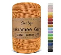 OurTop Hilo Macrame, 2mm x 500m Cuerda Macrame de Cordon Macrame Hilo de Macramé para Manualidades, Colgar de La Pared, Decoración Bohemia, Amarillo Dorado