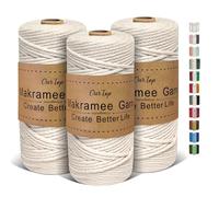 OurTop Hilo Macrame 3mm x 100m, Juego de 3 Cuerda Macrame Cordon Macrame Hilo de Macramé para Manualidades, Colgar de La Pared, Decoración Bohemia(Natural, Natural, Natural)