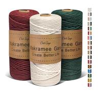 OurTop Hilo Macrame 3mm x 100m, Juego de 3 Cuerda Macrame Cordon Macrame Hilo de Macramé para Manualidades, Colgar de La Pared, Decoración Bohemia(Natural, Borgoña, Verde Oscuro)