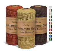 OurTop Hilo Macrame 3mm x 100m, Juego de 3 Cuerda Macrame Cordon Macrame Hilo de Macramé para Manualidades, Colgar de La Pared, Decoración Bohemia(Café, Rojo Ladrillo, Marrón)