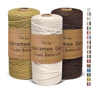 OurTop Hilo Macrame 3mm x 100m, Juego de 3 Cuerda Macrame Cordon Macrame Hilo de Macramé para Manualidades, Colgar de La Pared, Decoración Bohemia(Natural, Café, Marrón)