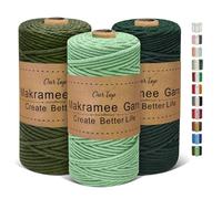 OurTop Hilo Macrame 3mm x 100m, Juego de 3 Cuerda Macrame Cordon Macrame Hilo de Macramé para Manualidades, Colgar de La Pared, Decoración Bohemia(Verde Alga, Verde Oscuro, Verde Militar)