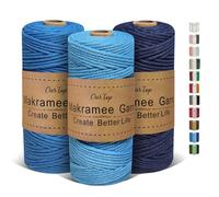 OurTop Hilo Macrame 3mm x 100m, Juego de 3 Cuerda Macrame Cordon Macrame Hilo de Macramé para Manualidades, Colgar de La Pared, Decoración Bohemia(Azul Claro, Azul, Azul Oscuro)