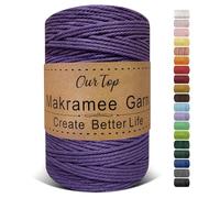 OurTop Hilo Macrame, 3mm x 300m Cuerda Macrame de 4 Hilos Cordon Macrame Hilo de Macramé para Manualidades, Colgar de La Pared, Decoración Bohemia, Morado Oscuro