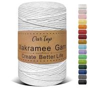 OurTop Hilo Macrame, 3mm x 300m Cuerda Macrame de 4 Hilos Cordon Macrame Hilo de Macramé para Manualidades, Colgar de La Pared, Decoración Bohemia, Blanco