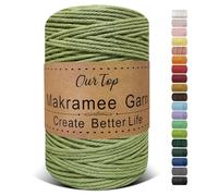 OurTop Hilo Macrame, 3mm x 300m Cuerda Macrame de 4 Hilos Cordon Macrame Hilo de Macramé para Manualidades, Colgar de La Pared, Decoración Bohemia, Verde Aguacate