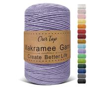 OurTop Hilo Macrame, 3mm x 300m Cuerda Macrame de 4 Hilos Cordon Macrame Hilo de Macramé para Manualidades, Colgar de La Pared, Decoración Bohemia, Morado