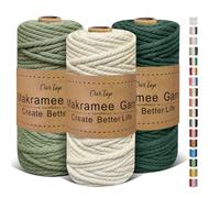 OurTop Hilo Macrame 5mm x 40m, Juego de 3 Cuerda Macrame Cordon Macrame Hilo de Macramé para Manualidades, Colgar de La Pared, Decoración Bohemia(Natural, Verde Alga, Verde Oscuro)
