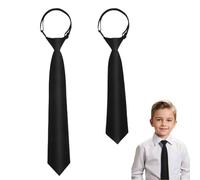 OuryTech Corbata Negra, 2 Piezas de Corbata Negra para Niños, Corbata Ajustable para Chicos de 8 a 14 Años, Ideal para Bodas y Escuela