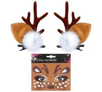OuryTech Diadema Carnaval, Pegatinas de Cara Ciervo Carnaval, Diadema de Mujer Ciervo con Cuernos para Navidad y Fiestas de Carnaval (Tipo A)