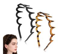 OuryTech Diademas para Mujer, 2 Piezas Diadema Zigzag y Zickzack, Diademas Antideslizantes en Forma de U de Plástico Reciclado para Uso Diario y Deporte