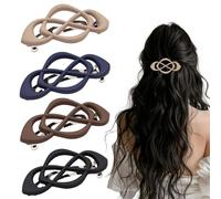 OuryTech Horquillas para el pelo, 4 piezas de clips para el cabello estilo francés para damas y niñas, elegantes pinzas retro antideslizantes con diseño clásico, De grueso a fino