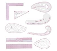 OuryTech Kurvenlineal, Juego de 9 Reglas de Costura y Patchwork, Set de Reglas Métricas Transparentes con Curva Francesa para Costura, Colchas y Diseño