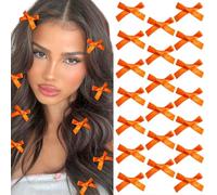 OuryTech Lazos para el cabello de niña, 20 piezas mini lazo clip de pelo, pequeña pinza de lazo de satén para mujeres y niñas estilo Y2K (naranja)