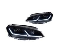 OUSDUO Faros Delanteros LED DRL Con Lente Señal Dinámica Para VW Para Golf 7 MK7 2013-2017(Black)