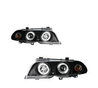 OUSDUO Faros Delanteros Para Serie 3 M3 E46 De 4 Puertas 1998-2001 EMARK LED DRL Lente Proyector Mejorada(Low led high yellow light)