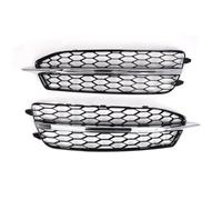 OUSDUO Rejilla Luz Antiniebla Parachoques Delantero Para A6 C7 S Para Line S6 2011 2012 2013 2014 Cubierta Parrilla Hexagonal Panal Negro Brillante (Chrome black)