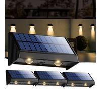 OUSFOT Aplique Solar Exterior pared 4 Unidades, Resistente al Agua IP65 Focos Led Exterior Solares, 3200 K Blanco Cálido Luces Solares para Parede, Barandilla, Valla, Jardine, Terraza, Balcone
