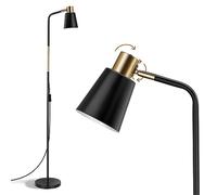OUSFOT Lámpara de pie negra Lámpara de pie vintage de 230 V E27 máx. Lámpara de sofá de metal de 40 W con altura 146 cm Lámpara de lectura para sala de salon estar, dormitorio, estudio (sin bombillas)