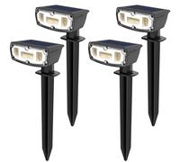 OUSFOT Lamparas Solares Exterior Jardin 4 Unidades, 30 LEDs Balizas Solares Exterior Jardin Resistente al Agua IP67, con Panel Solar Ajustable 180 ° para Camino, Avenida, Patio, Pared