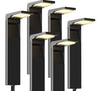 OUSFOT Lámparas solares para exterior y jardín, 6 unidades, 32 luces LED, para exteriores con 2 temperaturas de color, IP65, resistentes al agua, para exteriores, suelo, camino abordaje