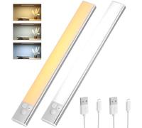 OUSFOT Luz LED con Sensor de Movimiento 3 Modos USB Recargable Adhesivo Luz LED 1500 mAh Luz Nocturna para Armario,Escalera,Cocina,Sótano,Baño,Pasillo,Garaje