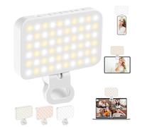OUSFOT Luz para Movil 3 Modos de Iluminación, 3000-6500K 10 Niveles de Ajuste de Brillo con Batería de 2000 mAh con Clip, Blanco, para Móvil, Cámara y Ordenador