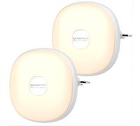 OUSFOT Luz Nocturna Sensor Movimiento 2 PCS, Luz Nocturna Infantil Enchufe, Luz Led de Orientación con Sensor Crepuscular Automático para Habitación de Niños, Dormitorio, Escaleras, Cocina