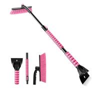 OUSHASAA Rascador de Hielo y Cepillo de Nieve de 44 Pulgadas para Parabrisas de automóvil con Cabezal Extensible y Giratorio de 360°, cerdas Suaves, Agarre de Espuma, para Coche, camión, SUV,